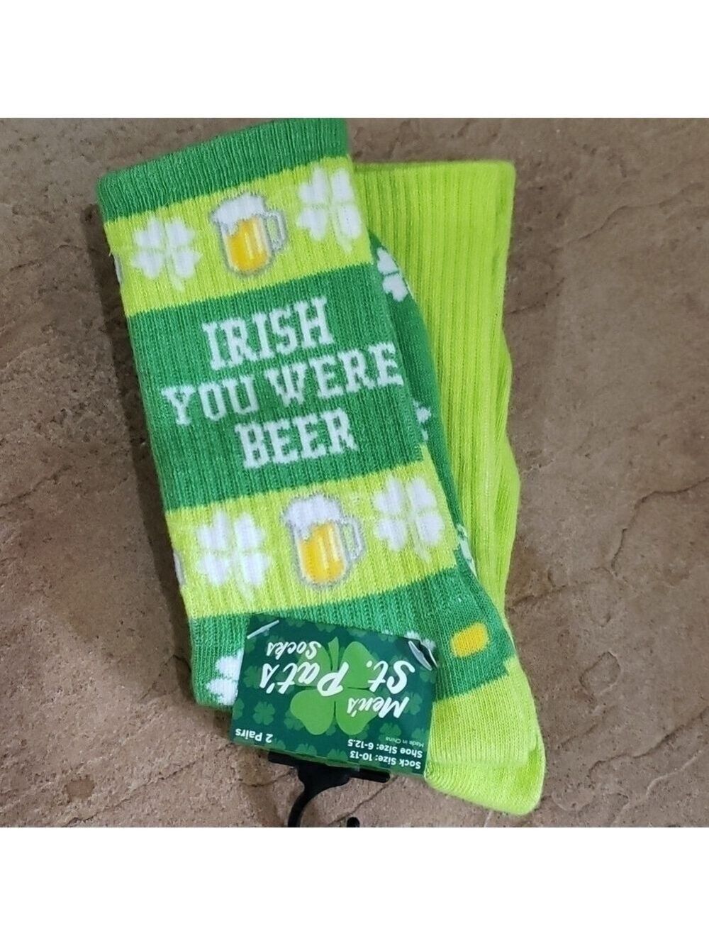 𝅺ST. Paddy's Day Socks 2 pair New St Patricks Day Duo Irish You Were Here Print